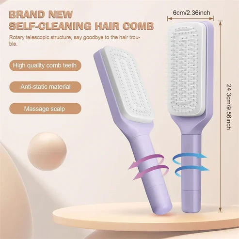 Self-Cleaning Rotating Hair Brush - Nunavie ©